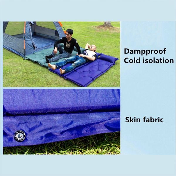 

seif-inflatable outdoor camping picnic automatic inflatable sleeping mat mattress moistureproof beach mat with pillow outdoor pads