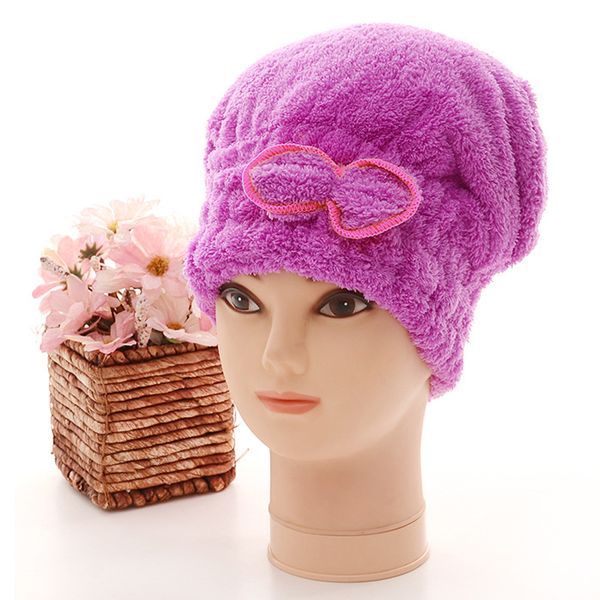 

new magic quick hair drying bath spa bowknot wrap towel microfibre turban dry hat cap for bath bathroom accessories