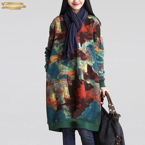 

women winter vintage dress casual 2019 autumn long sleeve loose pockets print long vestidos robe femme plus size, Black;gray