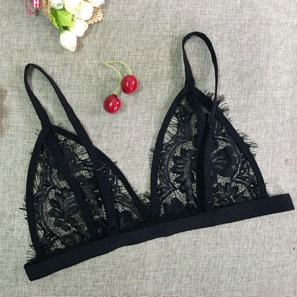 

новые горячие продажи цветочные sheer кружева вырез bralette бюстье растениеводство топы без подкладки бюстгальтер черное белье, Black;white