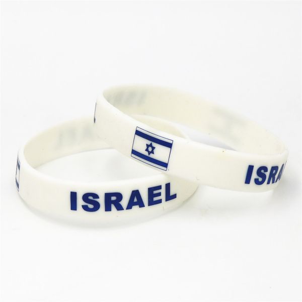 

1pc football soccer team fans sport israel flag silicone wristband white rubber bracelet bangles 2018 armband sh229, Golden;silver