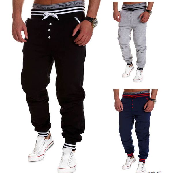 

mens designer k02# drawstring elastic waist cut wei pants wearh, Black