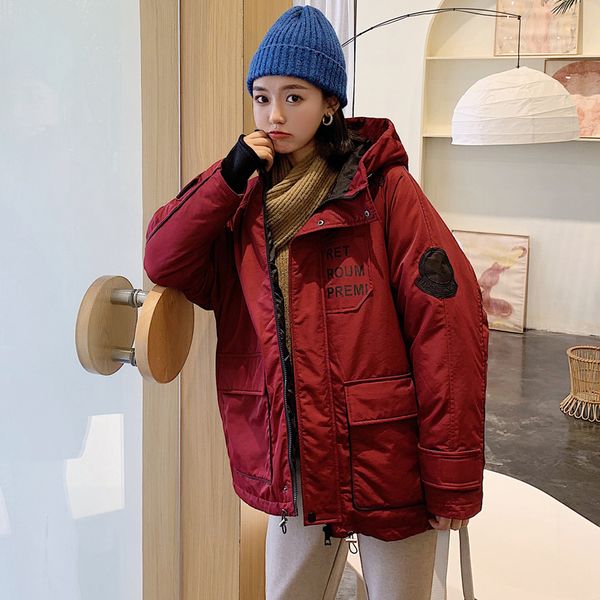 

s- women winter jackets white coat 2019 thick warm hooded jacket casual solid outwear jackets coat for female snow new clothes, Black