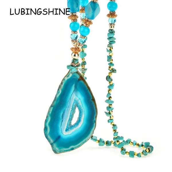 

pendant necklaces chip beads natural stone druzy for woman bohemian irregular big drusy necklace statement jewelry colar, Silver