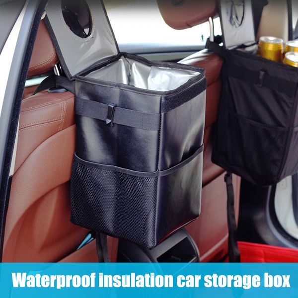 

car trash can with lid chair back folding water resistant automobile storage pouch m8617