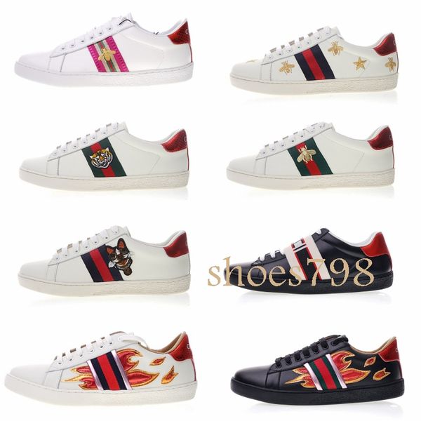 

With box luxury ace embroidered bee tripe neaker ca ual men women luxury bee white beige black rhyton pour homme de igner hoe hot