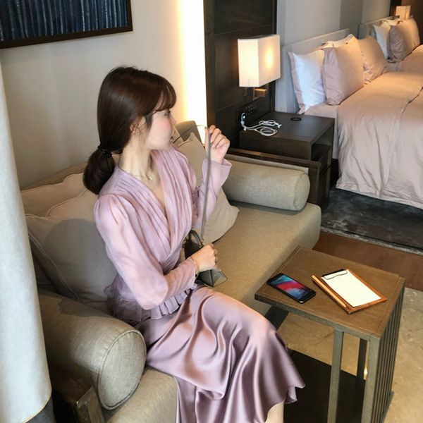 

big sister vv look glaze v-neck chiffon blouse waist show thin hubble-bubble sleeve chiffon, White