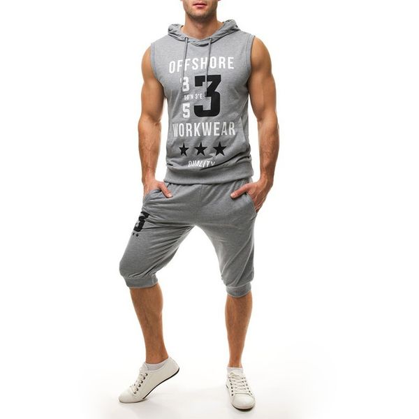 

zogaa hip hop basketball training sports hooded vest men's tide fitness belt hat personality trend sleeveless sets, Gray