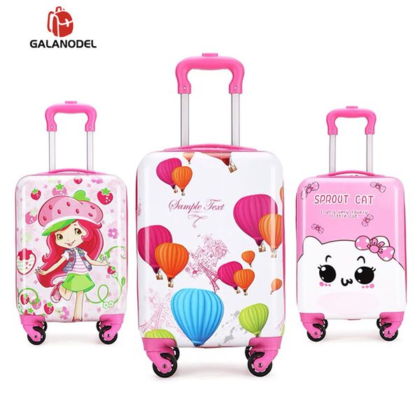 

18,5 дюймов детский мультфильм чемодан на вагонетки роллинг камера pc девушки путешествия cabin чемодан симпатичные багажа wheels детская дл