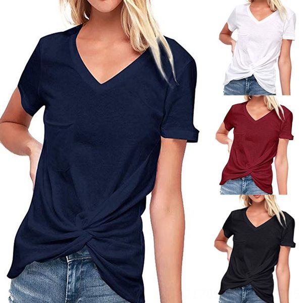 

2019 v-neck slim 2019 women's v-neck slim women's t-shirt pullover t-shirt pullover, White
