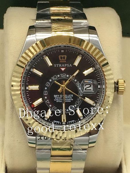 

men's automatic watches 42mm sky dweller gmt 326939 326934 326933 326938 326935 gold steel bracelet asia 2813 mechanical mens gmt wrist, Slivery;brown