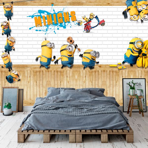 Custom Minions Wallpaper Boys Kids Girls Bedroom Funny 3d Cartoon Photo Wallpaper Waterproof Murals Sitting Room Despicable Me Wall Covering Mobile