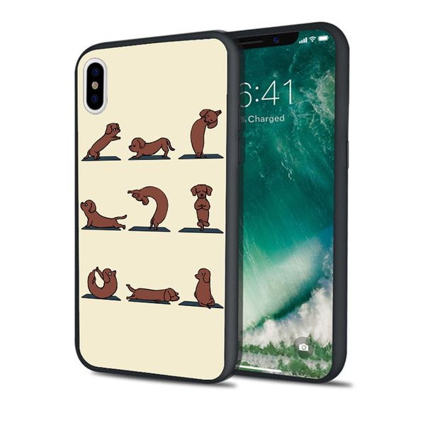 

capa luxury dachshund dog yoga phone case for iphone 11 pro xs max xr 8 7 6s plus 5s se 5 case black soft silicone tpu cover.