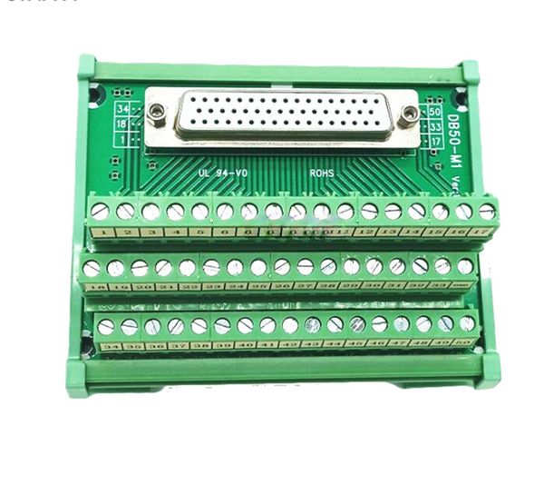 Freeshipping 50 Pin DB50 D-SUB Feminino Masculino Terminal PCB Módulo Breakout Board Montagem em trilho DIN Adapter Connector