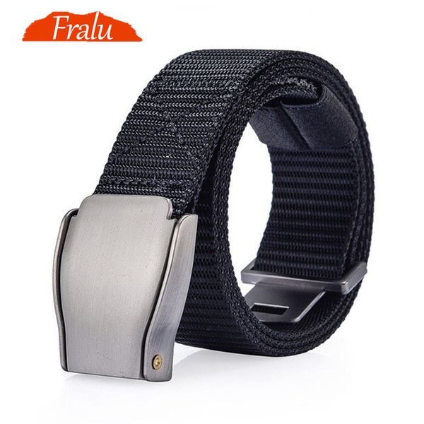 

fralu mens canvas belt nylon belt outdoor multifunctional training strap ceintures jeans unisex, Black;brown