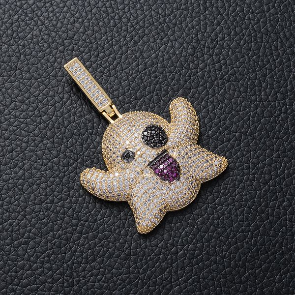 

thanksgiving trimmed zirconium shi funny expression ghost necklace, Silver