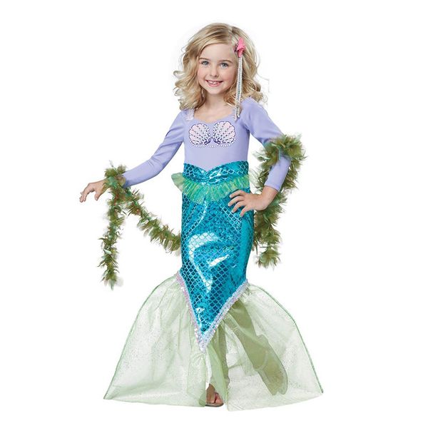

halloween clothing europe and america children cosplay clothes ariel princess holiday performance clothing, Black;red