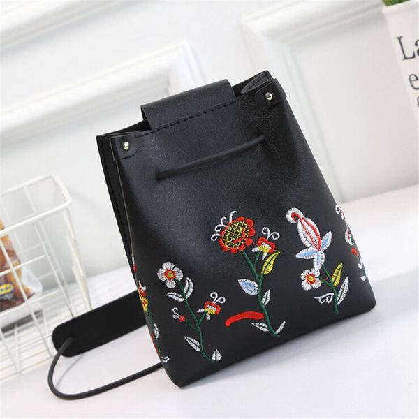 

2020 женская мода вышивка печати мешки плеча pu кожа женский краткое сумка серая сумка ковша