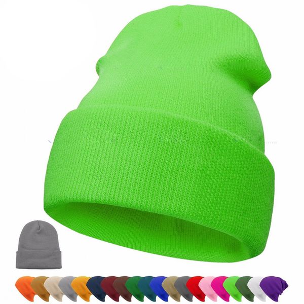 

2019 winter hat beanie plain knitted autumn winter warm ski cuff cap wool soft slouchy skull caps beanies men women street hats