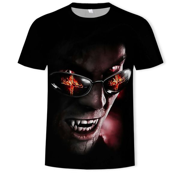 

mens designer new vampire 3d duan xiu round collar t-shirt, White;black