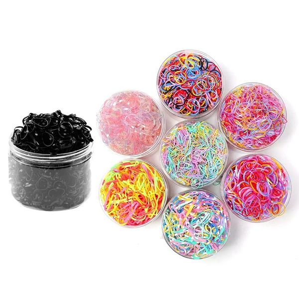 

300-500pcs/pack girls colorful small disposable rubber bands gum for ponytail holder elastic hair bands fashion hair accessories, Slivery;white