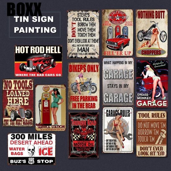 

vintage garage lady style tin sign art painting bar pub cafe shop l house wall decor metal poster