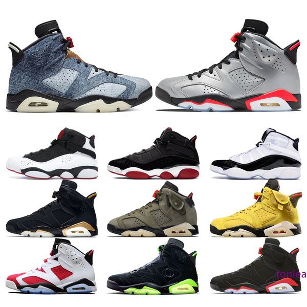 

washed denim 6 men basketball shoes 6s six rings bred concord black infrared psg 3m reflective mens athletic sports sneakers size 40-47