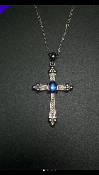 

natural blue moonstone elegant lovely personality cross pendant natural gemstone pendant s925 silver women precious jewelery