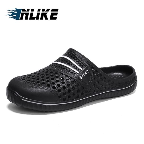

new summer jelly shoes men beach sandals hollow slipper, Black