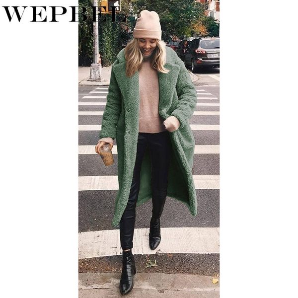 

women's trench coats wepbel furry casual long outerwear female solid color loose leisure coat fashion women lapel plush cardigan, Tan;black