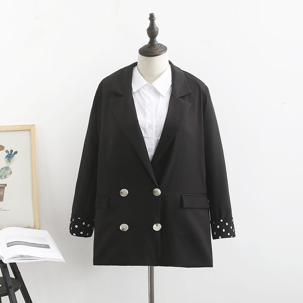 

small suit long-sleeved upper garment plus-sized womenswear mm autumn clothing new style korean-style versatile casual double br, Black;white