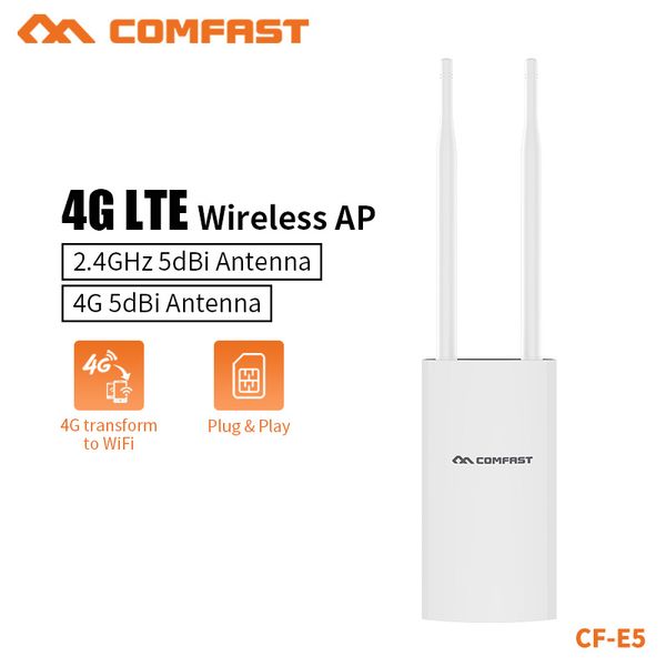 

comfast 4g high speed wireless ap wifi outdoor router wired network and wifi external 5dbi antennas sim card wan/lan port cf-e5
