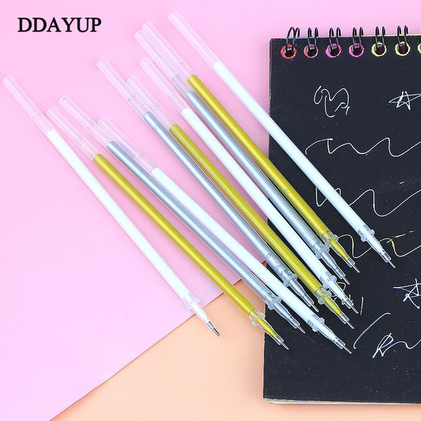 

gel pens 10pcs 0.8mm white gold silver pen refill po refills stationery office learning scrapbooking sketch drawing