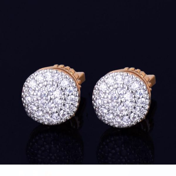 

новые 8mm серьги круглый стад мужчины женщины в шарм ice out cz stone rock street три цвета, Golden;silver