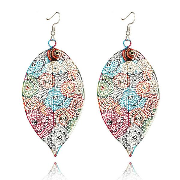 

popular colorful women girl leaves shape drop earrings boho dangle earrings drop earring for women fashion jewelry gifts, Silver