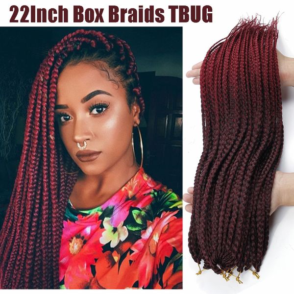 2019 22inch Crochet Box Braids Hair Extensions 15strands Pack 3x