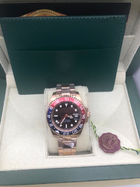 

with original box papers 8 color gmt steel ceramic black blue 116710blnr 116710 40mm 26710blr automatic mechanical mens watch no chronograph, Slivery;brown