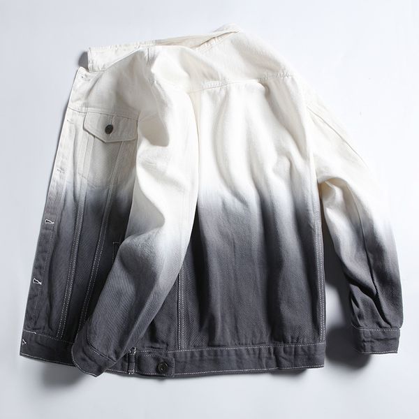 

2020 men's new gradient color loose casual short denim jacket youth handsome fashion lapel denim jacket, Black;brown