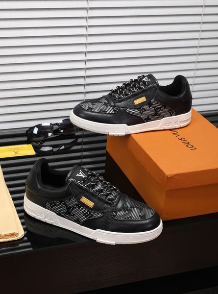 

fast delivery new style luxury high-end men's casual sneakers fashion design brand platform high-men's shoes classic retro pattern, Black
