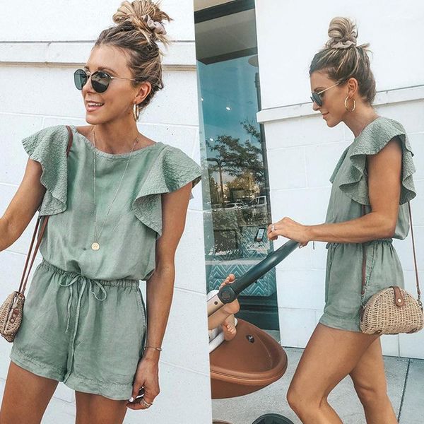 

casual breif apparel holidays beach women's rompers ruffle sashes fashion hollow out ladies jumpsuit new designer, Black;white