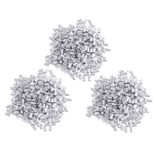 

300pcs double barrel crimp sleeves fishing wire leader crimps aluminum