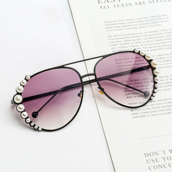 

personality pearl sunglasses women fashion sunglasses driving ocean sheet glasses, White;black