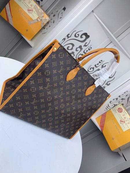 

#9557 5a l brand v onthego tote bags women handbag fashion classic clutch handle evening bag genuine leather large capacity shopping bag