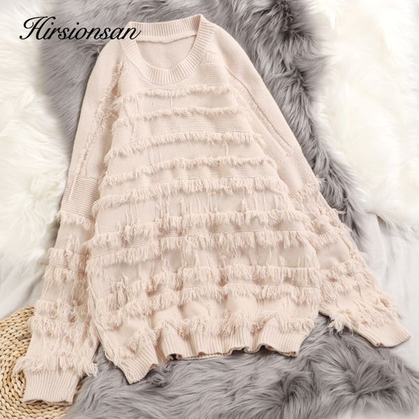 

hirsionsan sweater women 2019 autumn winter knitted punk kawaii pullovers female clothes korean tassel casual soft loose jumpers, White;black