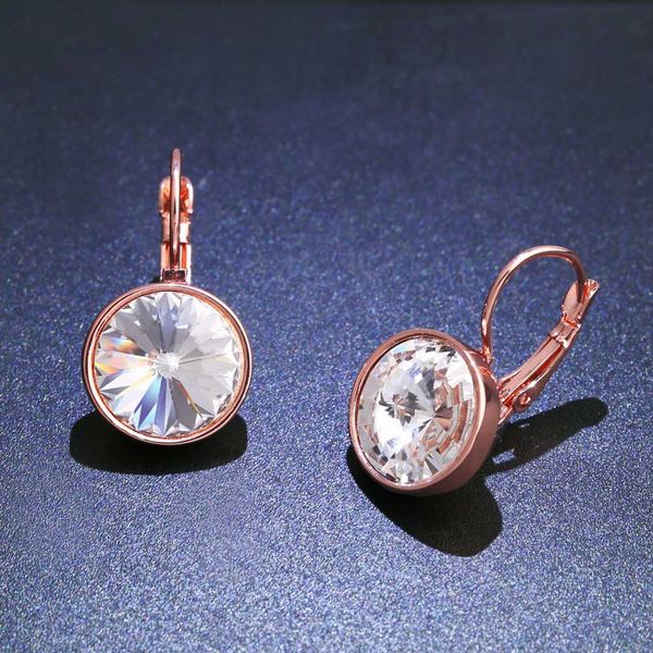 

fashion brand jewelry wholesale rose gold color plated bella piercing earrings for women made with swarovski elements crystal, Silver