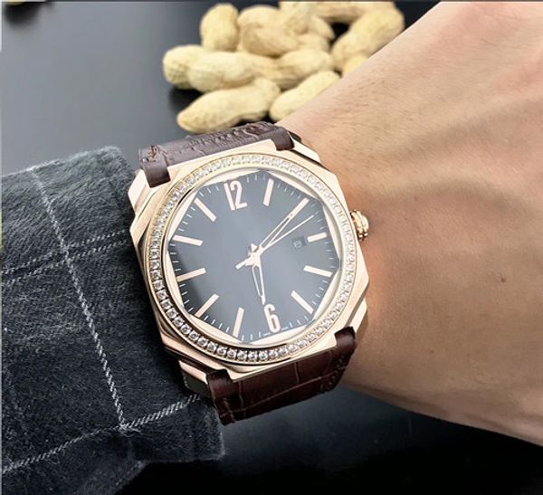 

luxury men's watch, 42mm with date dial, imported quartz movement, fine steel case, mineral wear-resistant mirror, imported leather str, Slivery;brown