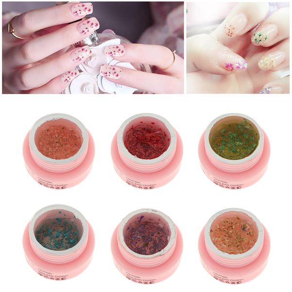 

2018 diy natural dried flower fairy nail gel polish floral soak off manicure uv nail art gel glue, Red;pink