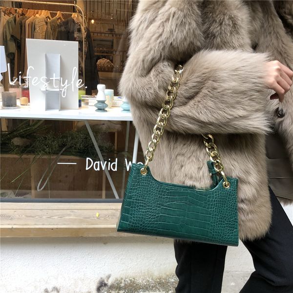 

лала пользовательские подмышек сумка ниша 2020 новый коренастый цепи сумка ретро багет сумка плеча сумка