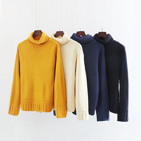 

vintage sweater women long sleeve solid turtlneck women's sweater casual simple knitted pullovers chic female jumpers women, White;black
