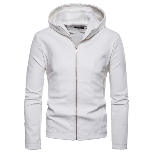 

высокое качество нового горячего сбывания весна куртки кожаные куртки сплошной цвет толстовки омывается pu кожа куртки пальто мужчины 3 цвет, Black